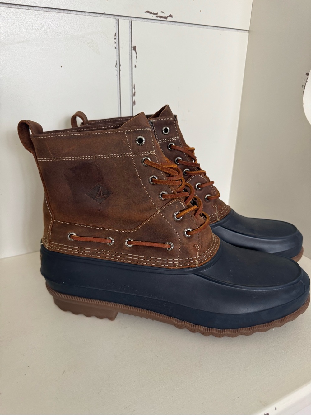 Sperry Top-Sider Men's Duck Boot Waterproof Leather/Rubber Brown/Blue US 12 M